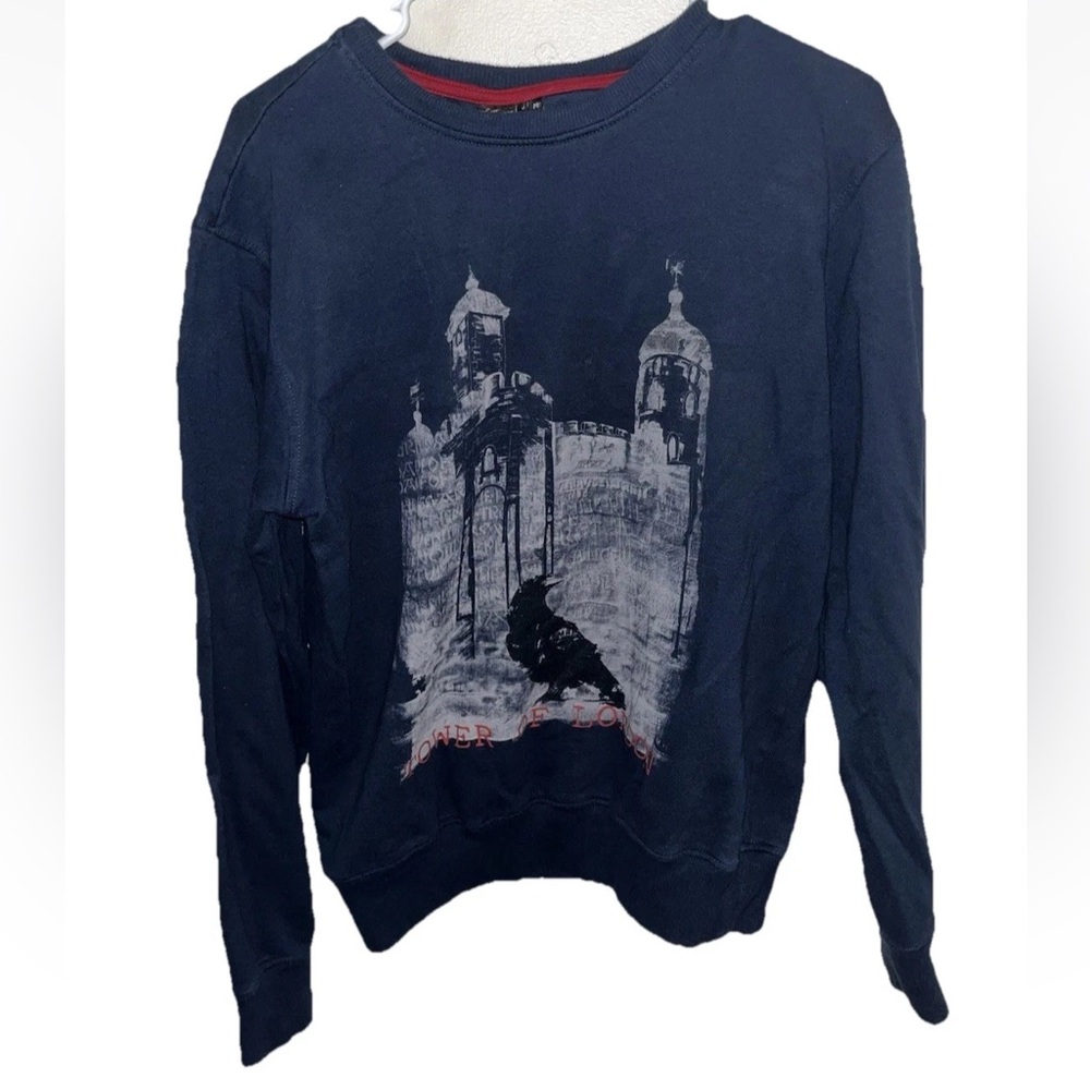 Historic Royal Palaces Tower of London Graphic Sweatshirt Navy Sz L EUC Unisex